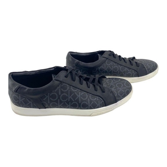 Calvin Klein Bowyer CK Monogram Smooth Mens Black Designer Sneakers Size 13 - Picture 2 of 14